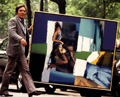 Nicola Simbari in street with painting